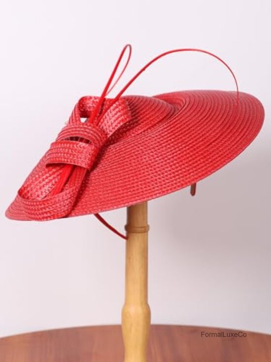 Vintage Fascinator Pillbox Hat Straw Fedora Wide Brim Ladies Derby Church main image 5
